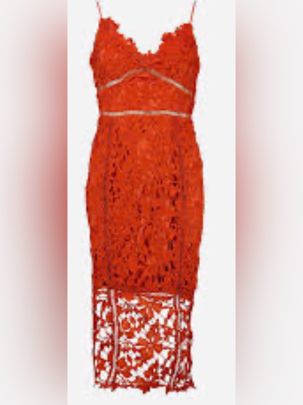 Boohoo Burnt Orange Crochet Lace Midi Dress (0249)